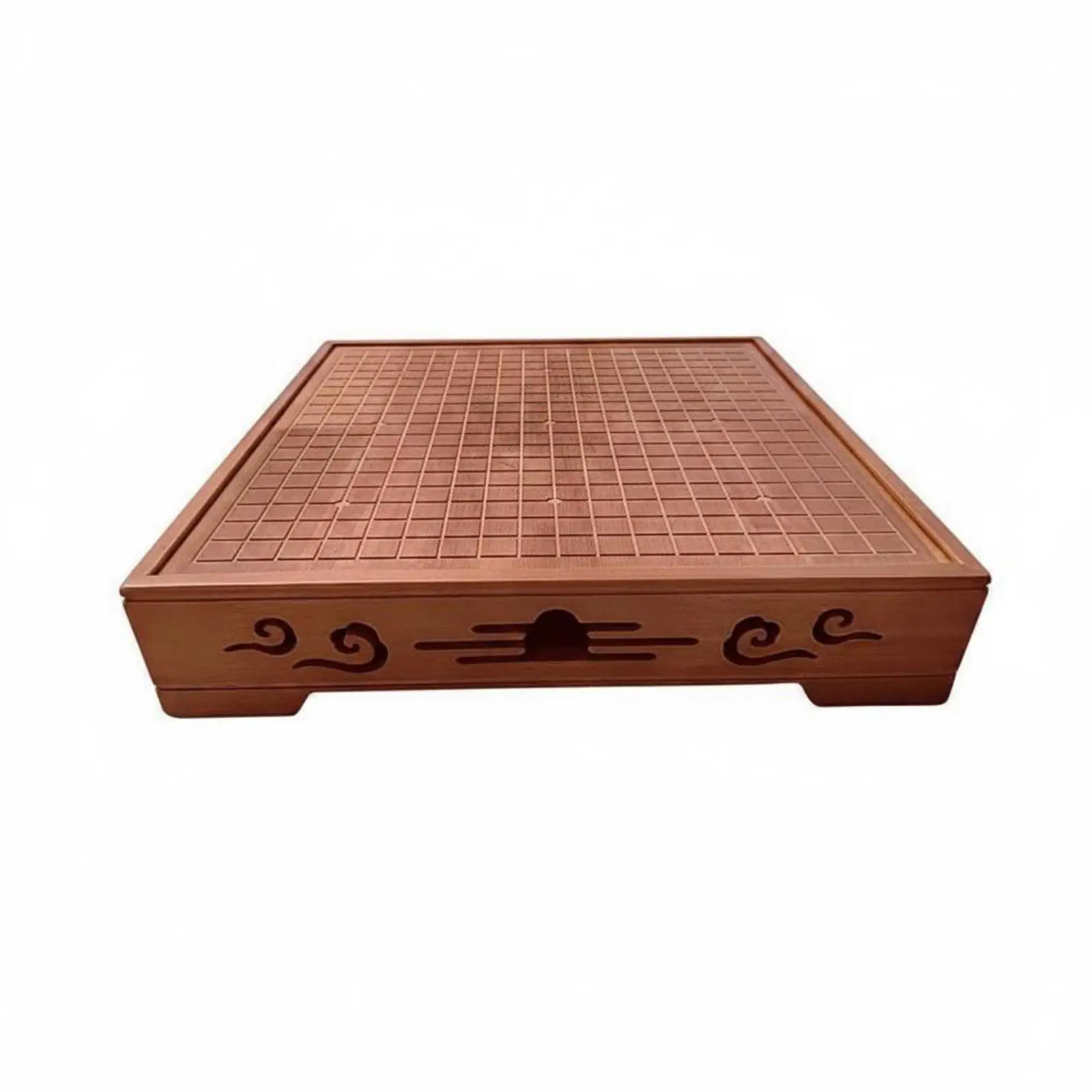 Sturdy Solid Wood Composite Chess Board Double Game Set with Storage Box for Home Office Tabletop Play