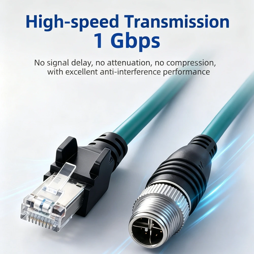 M12 X-Code To RJ45 Ethernet Cable Compatible With Datalogic Matrix 220 Barcode Reader Replacement For CAB-ETH-X-M05