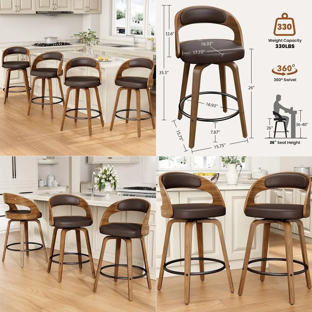 

Dining Chairs Set of 4, Farmhouse Dining Room Chairs with Solid Wood Legs, Mid Century Fabric Kitchen Chairs, Upholstered Chair