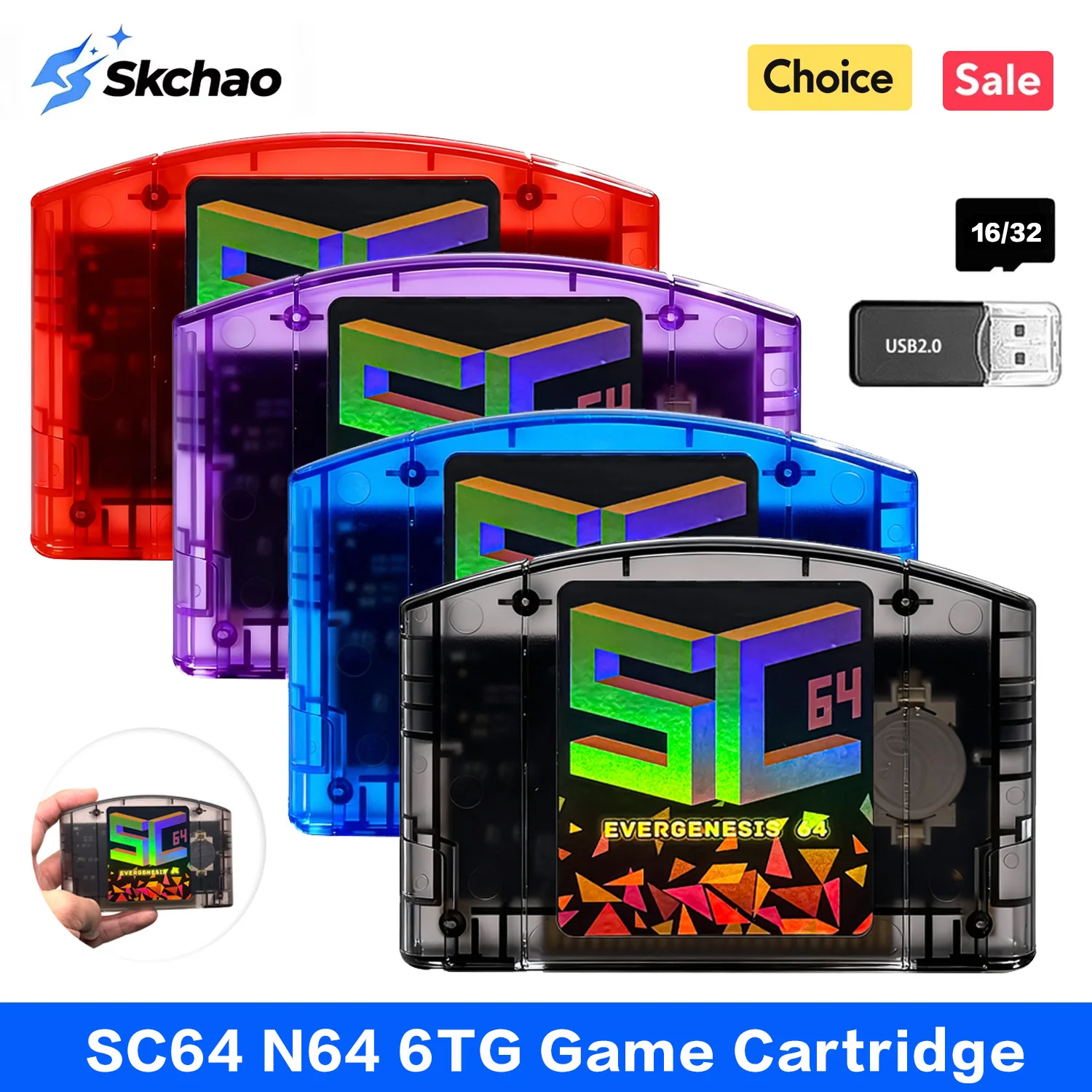 SC64 Open Source FlashCard N64 5000-in-1 Game Cartridge For Nintendo 64 64DD SNES GB Video Game Console For GB GBC SNES FC NES