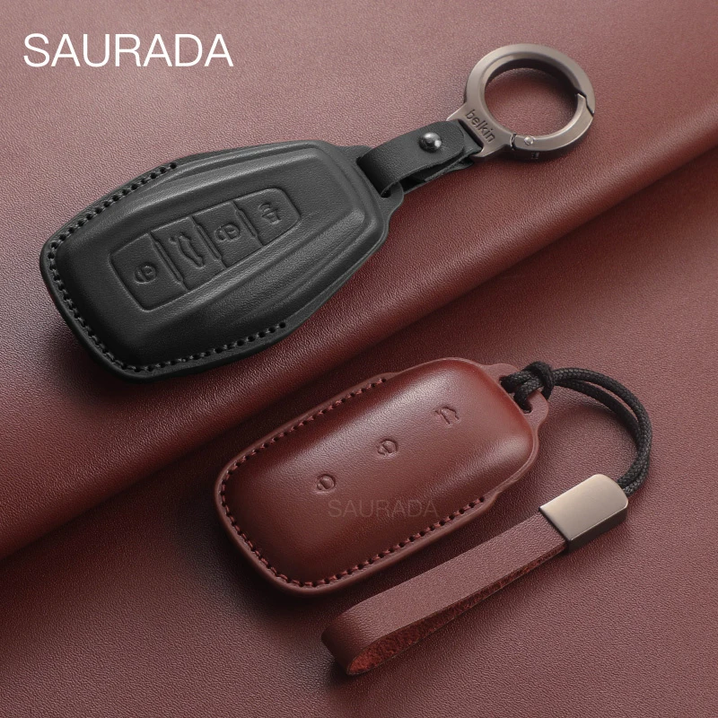 Genuine leather Car Key Case Full Cover Shell For Geely Coolray X6 Atlas geometry Monjaro L Preface Global Okavango GEOME Galaxy