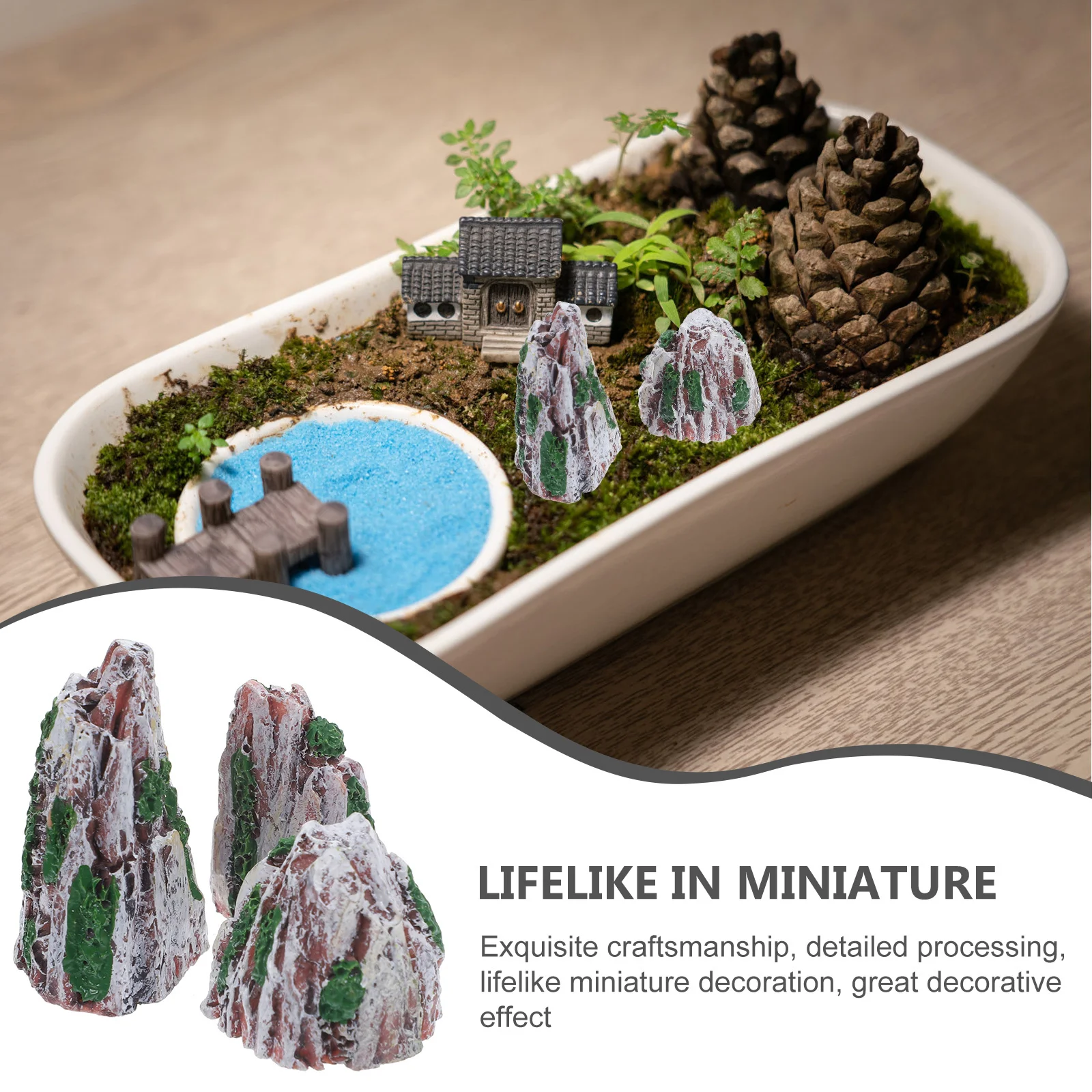

12pcs Micro Landscape Rockery Decor Resin Ornament For Mini Bonsai Aquarium Sand Table Zen Garden Indoor Plant Yard Decoration
