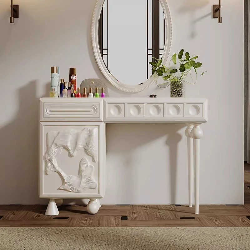 Bedroom home storage cabinet light luxury high-end solid wood bedside makeup table
