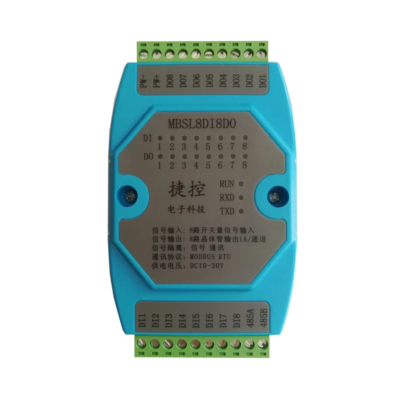 8 Digital Inputs and 8 Digital Outputs Isolated RS485 Control Module Modbus Acquisition