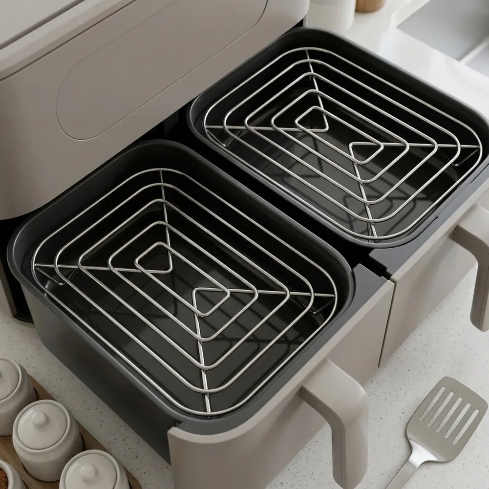 Stainless Steel Air Fryer Crisper Rack Replacement Multi Functional Grill Steamer Rack Easy Clean Dishwasher Safe Oven Use