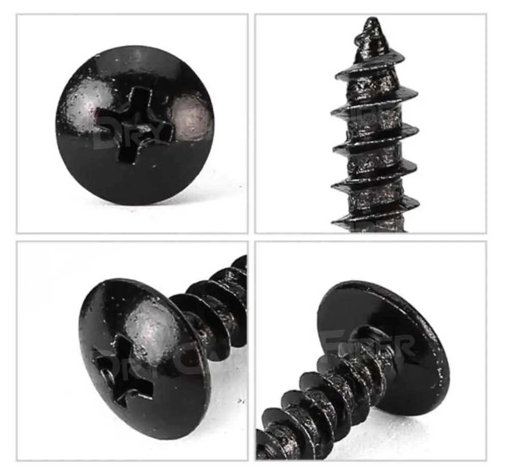 M4 M5 Screws Fits For Universal Car Bumper lip Spoiler Installation Screws Black Carbon Steel Phillips Head Self-tapping