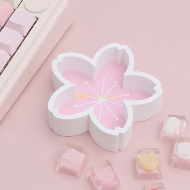 Elegant Keycap Storage Box Five-Compartment Desktop Organiser for Keycap Display and Small Accessories, 3.27X0.83in, Pink White