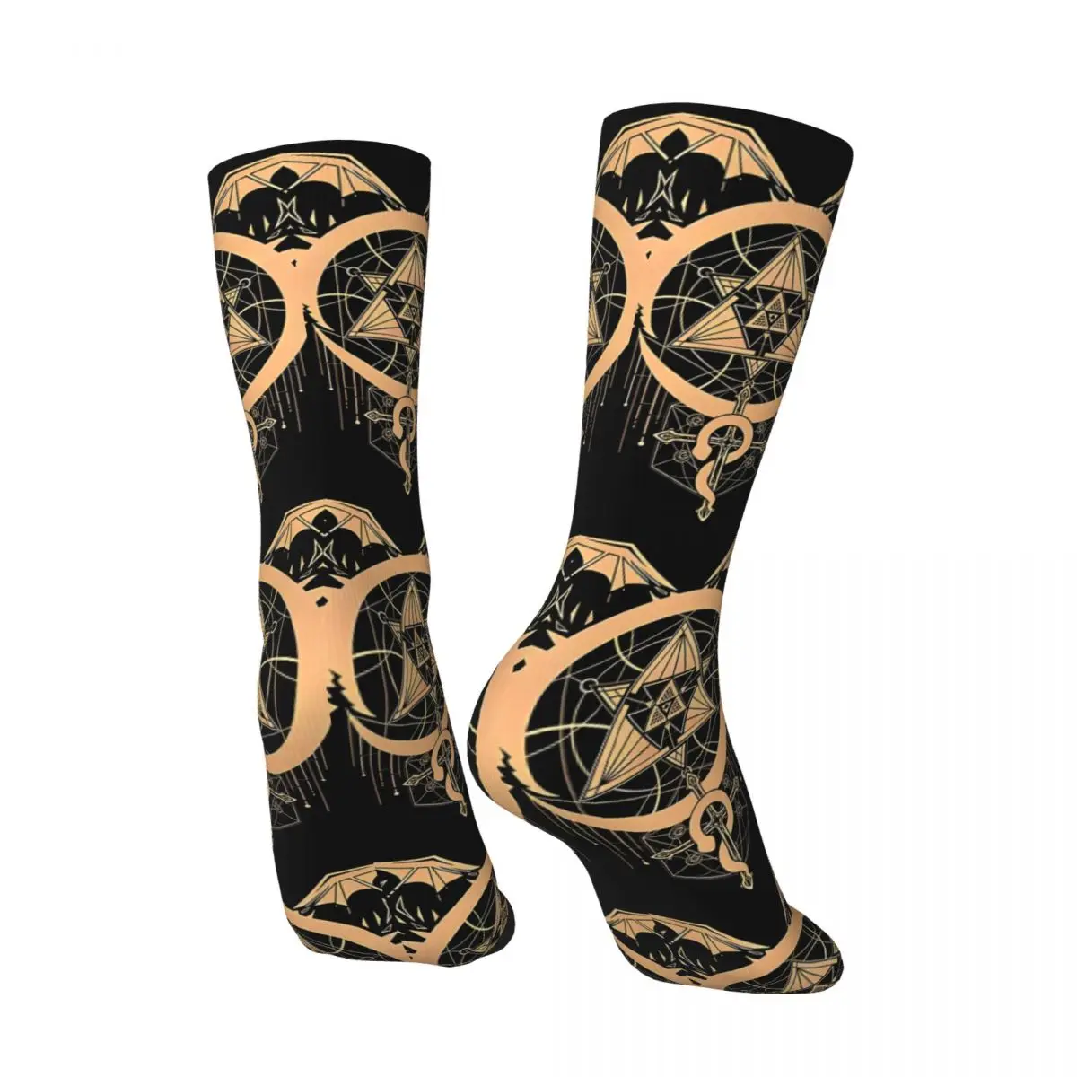 Crazy compression Gilded Sock for Men Harajuku Snakes Of Alchemy Seamless Pattern Crew Sock Casual