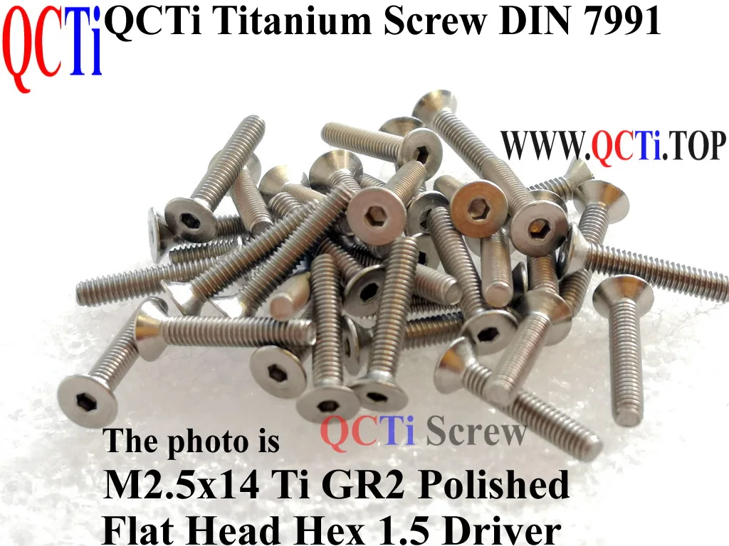 DIN 7991 M2.5 Titanium screw M2.5x4 M2.5x5 M2.5x6 M2.5x8 M2.5x10 M2.5x12 M2.5x14 M2.5x16 M2.5x18 Flat head Hex 1.5 Driver Ti GR2