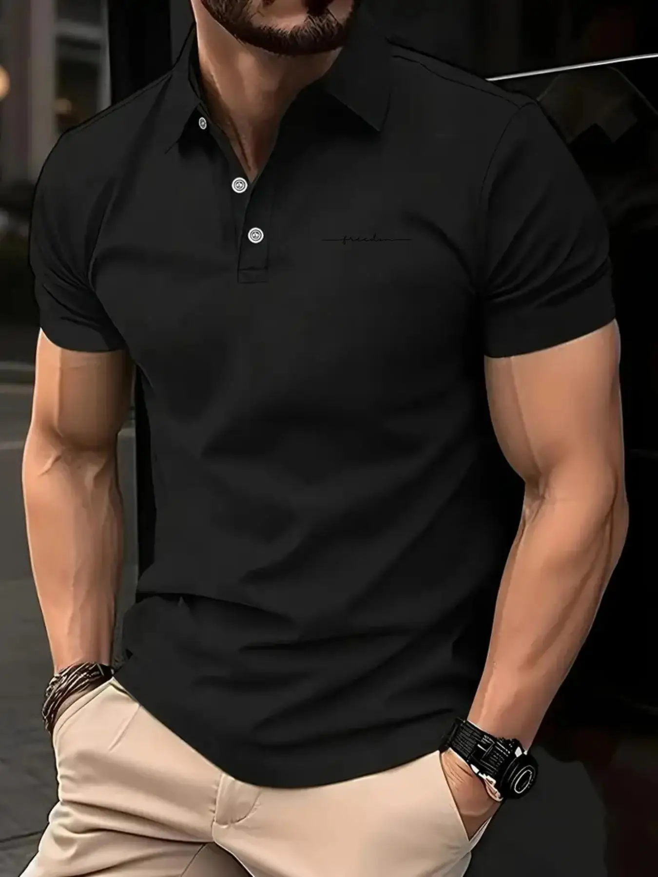 New Summer Style Simple Striped Patterned Short-Sleeved POLO Shirt for American Men Suitable for Outdoor Leisure and Fashionable