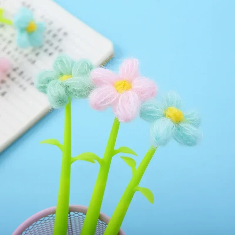A 36PCS Korean Stationery Silicone Sunflower Quick Drying Pen Creative Sunflower Fabric Flower Rollerball Pen B