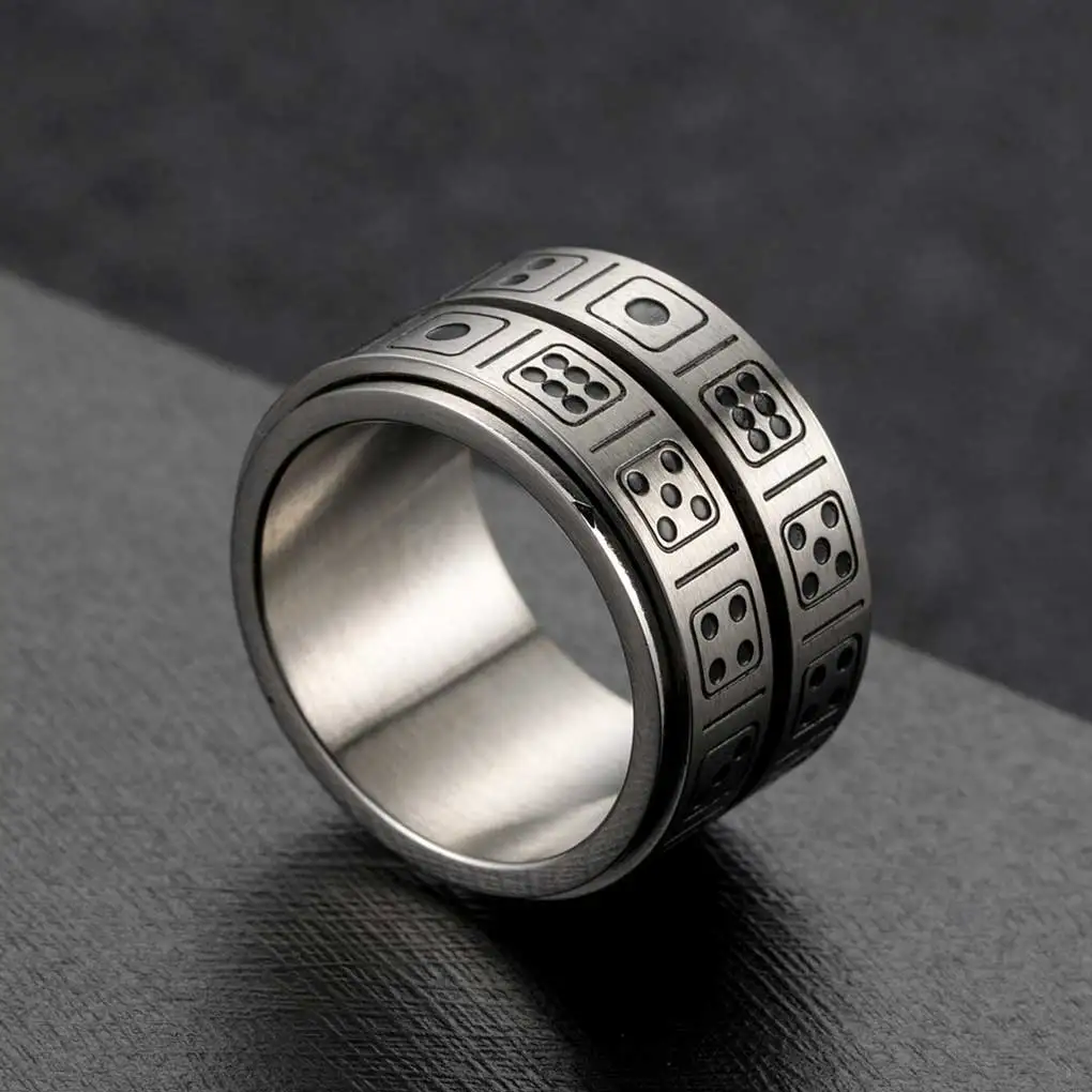 Ring Trendy Personalize Double-layer Finger Rotate Jewelry Father