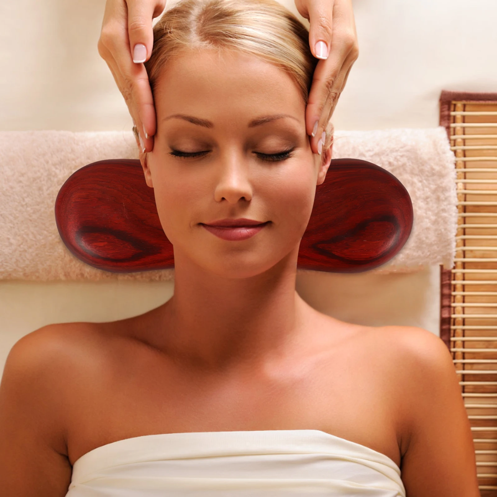 

Cervical Massage Pillow Wooden Neck Support Daily Use Red Pear Wood Sauna Accessory Travel Lumbar Spine Pillows Steam
