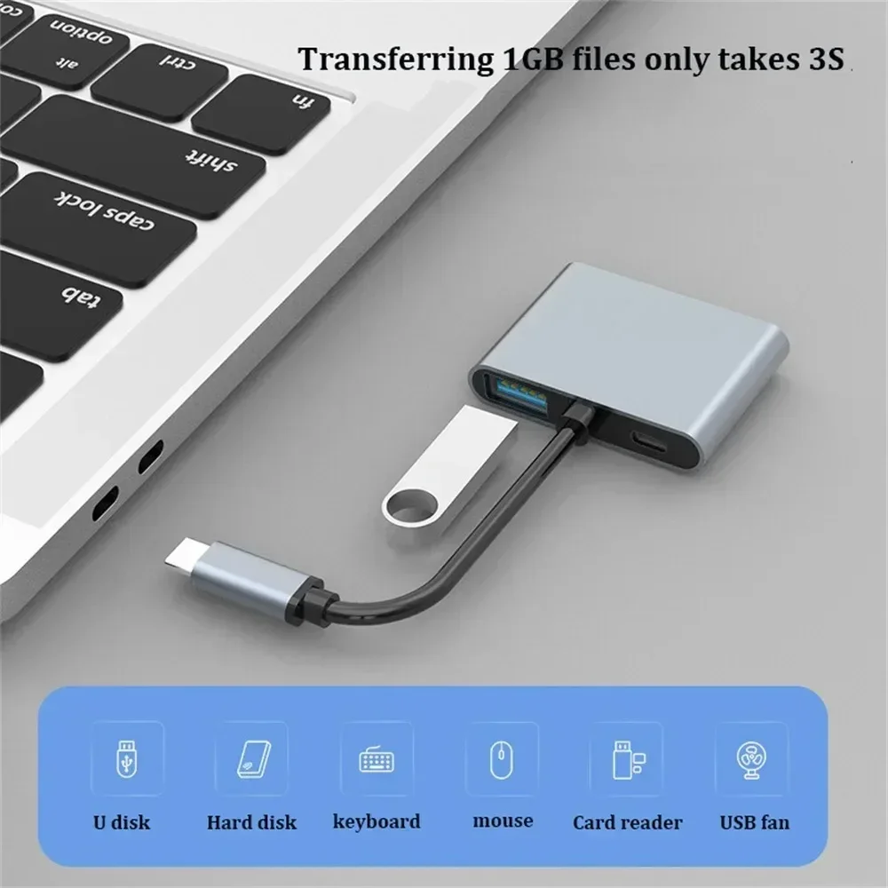HUB USB C da 4 in1 da tipo C a doppia porta compatibile HDMI 4K Supporta con splitter USB di ricarica USB 3.0 PD per laptop