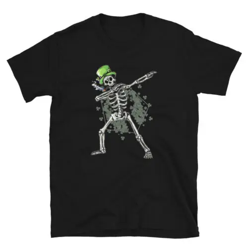 St.Patricks Day Dabbing Irish Skeleton Unisex T-Shirt