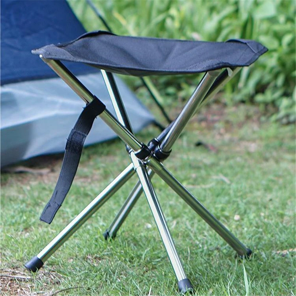 Thickened Portable Folding Stool Camping Fishing Chair Outdoor Stainless Steel Chair Foldable for Train Large Bench Stool