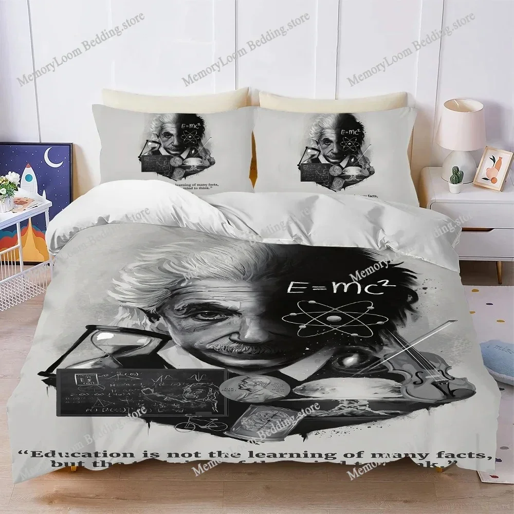 Art Albert E-Einstein-Math Duvet Cover Set Home Style Bedding Soft Laundry Cotton Bed Four Seasons Student Dormitory592FQH