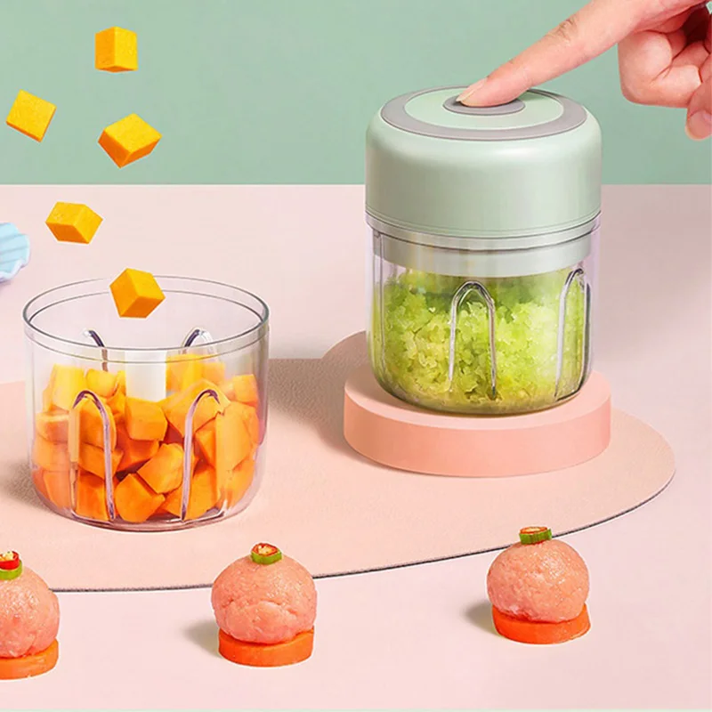 هراسة الثوم الكهربائية المصنوعة من الفولاذ المقاوم للصدأ، مفرمة منزلية صغيرة، مفرمة اللحم، مفرمة ثوم صغيرة لاسلكية بمنفذ USB