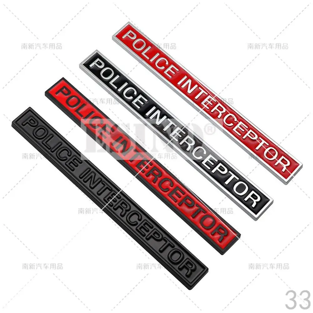 Car Styling 3D Police Interceptor Utility Metal Alloy Adhesive Emblem Rear Trunk Badge Fender Sticker Body Decal for Ford Dodg