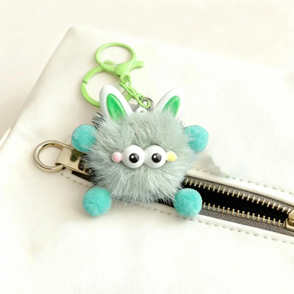 Plush Keychain Trendy Plush Fur Ball Keychain Mink Fur Lanyard Set Unique Briquette Pendant Fluffy Bag Charm Cute School Bag
