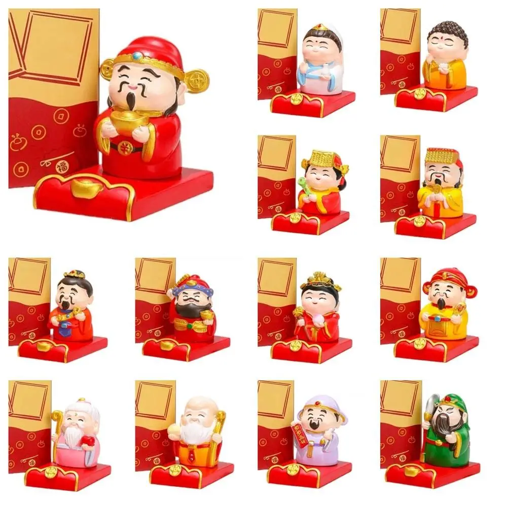 Resin Chinese Wealth God Ornament Chinese God Festival Decorative Statue Chinese New Year Figurines Tathagata Moon Lord