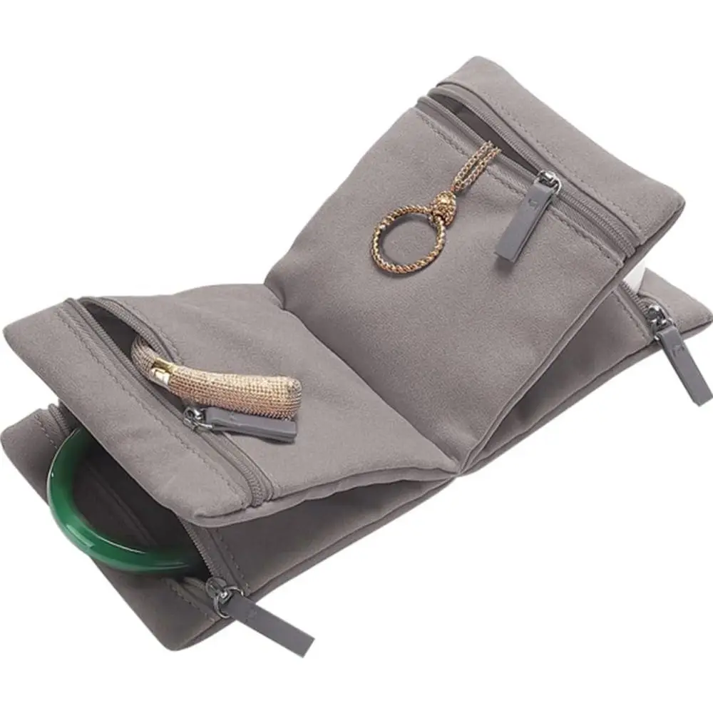 

Foldable Jewelry Organizer Zipper Multiple Compartments Travel Jewelry Storage Bag Aesthetic High Capacity Necklace Organizer