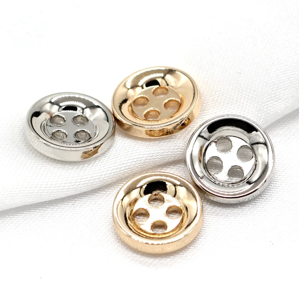 HENGC 20Pcs 4 Holes 10mm Small Round Gold Metal Buttons for Sewing Children Shirt Cardigan Blouse Quality Handmade Decorations