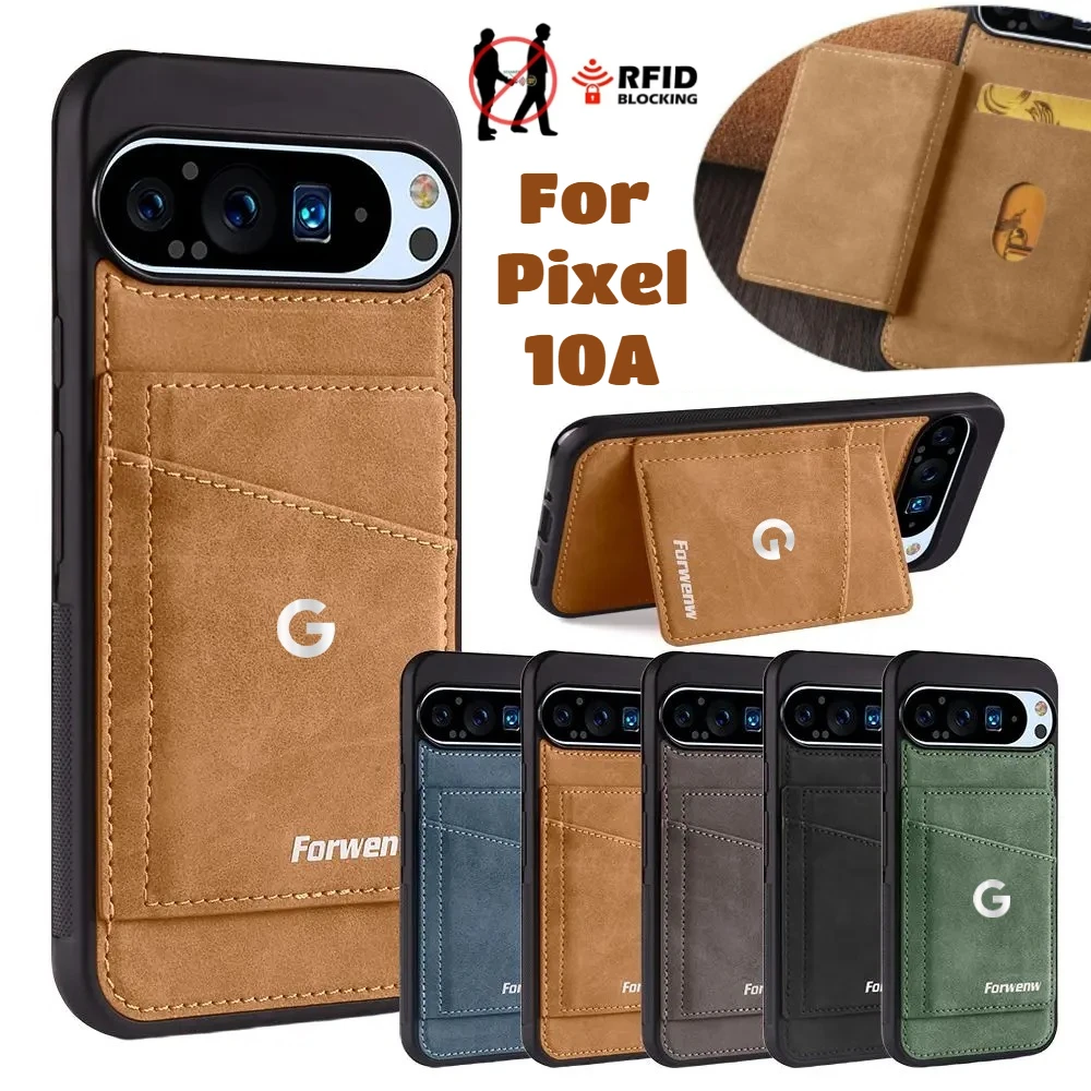 

Кожаный чехол-флип с RFID-защитой и магнитным креплением для Google Pixel 10A, 10, 9 Pro, XL, 8A Pro, с подставкой и защитой от падений
