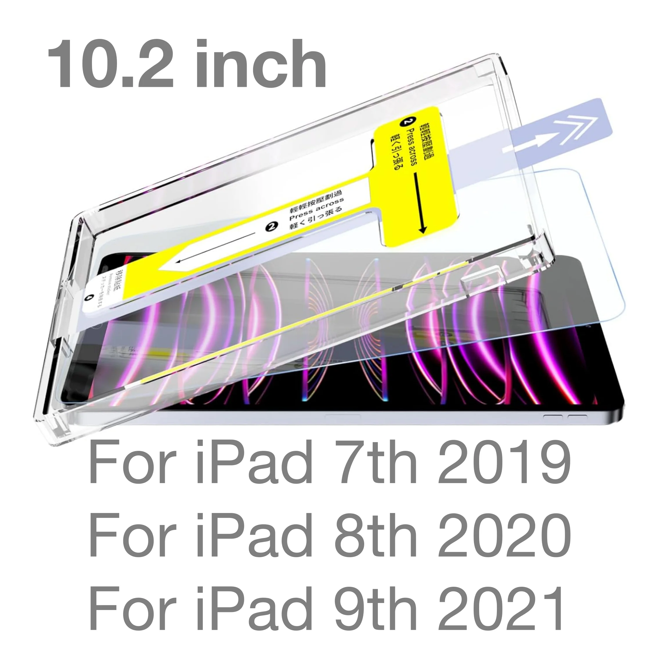 For iPad 7th 8th 9th 7 8 9 10.2inch No Dust, No Bubbles Tempered Glass Screen Protector  Easy Install Auto-Dust Removal Kit