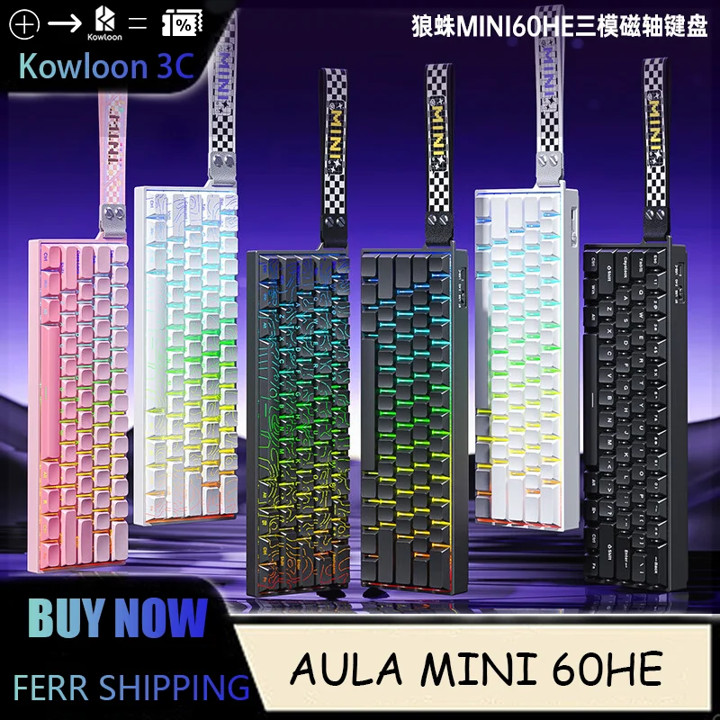 

AULA MINI 60HE Magnetic Switch Keyboard Tri-Mode 8KHz Gaming Custom Mechanical KeyboWired Connection Low Latency 0.01mm 2.4G