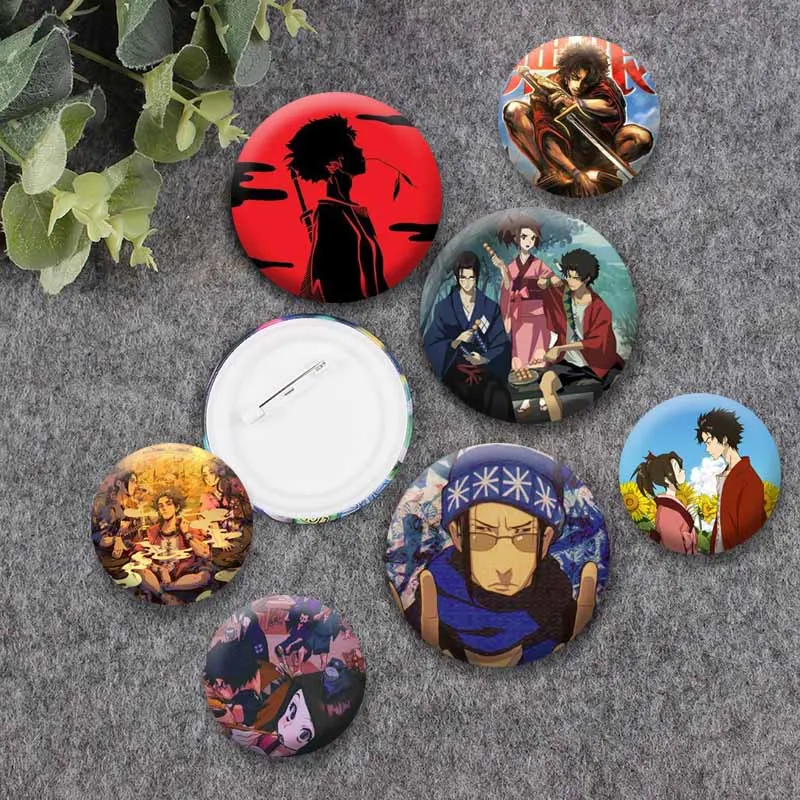 Funny Cartoon Figure Mugen Fuu Brooch Kawaii Anime Samurai Champlo Badge Lapel Pin for Bag Hat Animation Peripheral Jewelry Gift