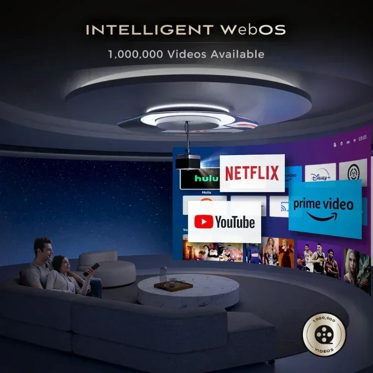 Aurzen Boom 3 Black All-ln-One Projector Native 1080P 4K HD Supported Projector Home Theater with 36W Strong Speakers