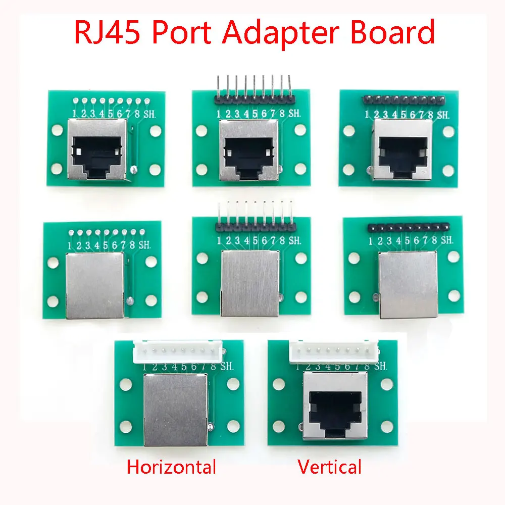 

5Pcs test board RJ45 8P bent pin straight pin To XH2.54 Modular Ethernet network port terminal circuit board connector adapter