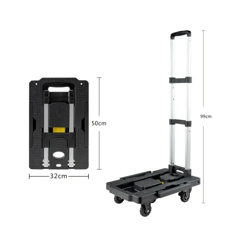 Hand Carts Trolleys Aluminum Alloy Trolley, Hand Pulled Handling Folding Flatbed Truck, Shopping Cart, Hand Pulled Luggage Cart