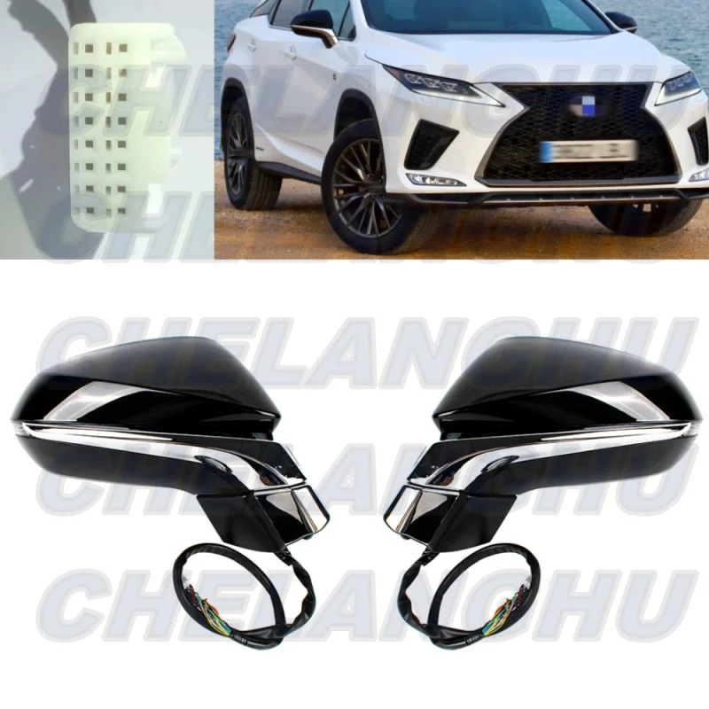 

For Lexus RX350 RX450H 2016 2017 2018 2019 2020 2021 2022 US version 1 Pair 15Pins Black Painted Power Fold Mirror Assembly