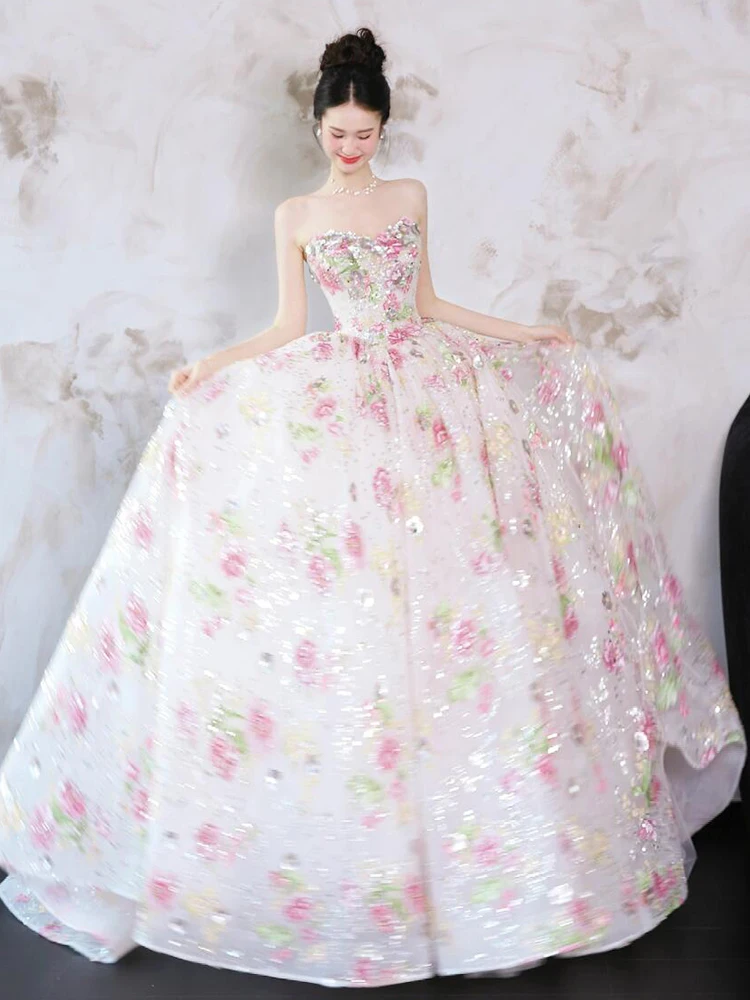 

Сухое флоат-платье для свадьбы и помолвки, длинное вечернее платье в корейском стиле из полиэстера