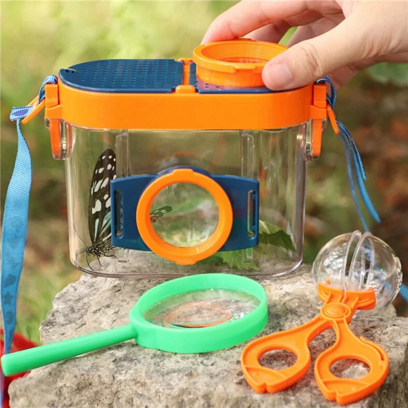 B05C-2X Bug Viewer Outdoor Insekten Box Lupe Beobachter Kit Insekten Catcher Käfig Kinder Wissenschaft Natur Erkundung Werkzeuge