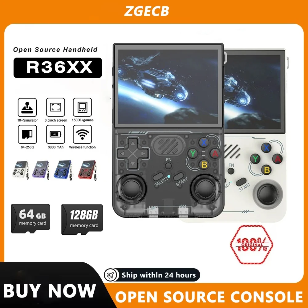 

FLLAPT новая портативная игровая консоль r36XX в стиле ретро, система Linux, 3,5-дюймовый IPS-экран, 64/128 ГБ, портативный видеоплеер, Wi-Fi