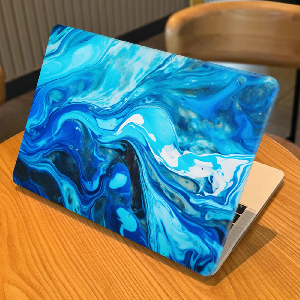 حافظة كمبيوتر محمول مطبوعة لجهاز ماك بوك برو 14 2024 غطاء M4 غلاف صلب لجهاز ماك بوك اير/برو M2 M3 13 15 16 ماكس حافظة من الرخام السائل #5