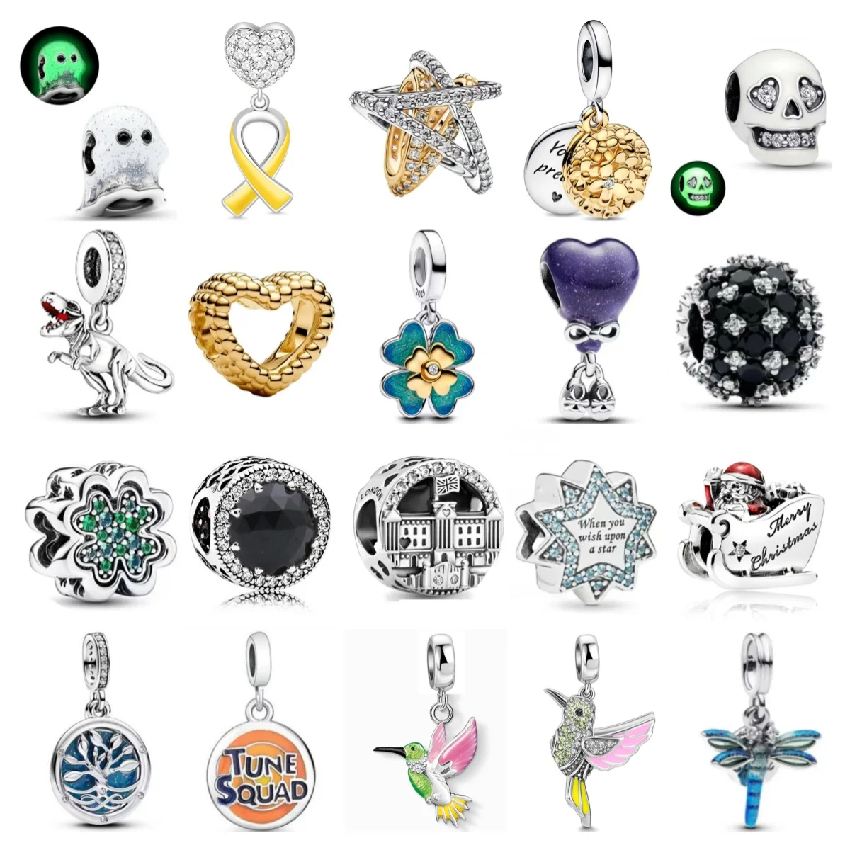 2025 925 Silver Dragonfly Hummingbird Leaf Clover pendant Charm Bead Fit Original Bracelet Jewelry For Annversary Gifts Star