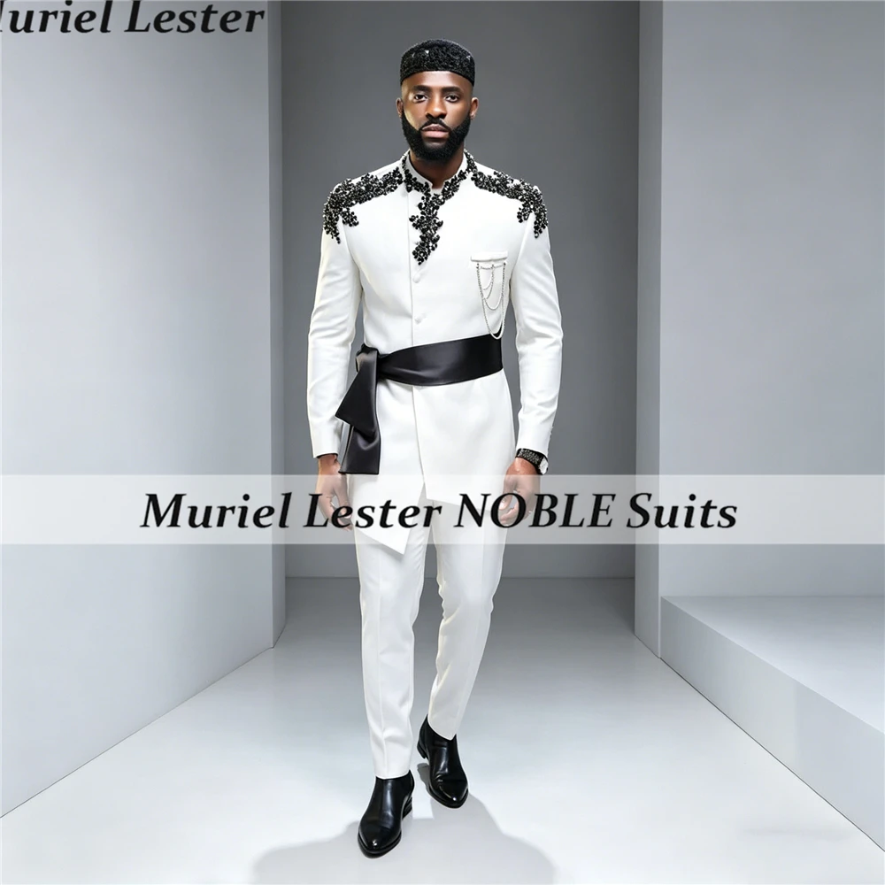 Exclusive Design Suit Men For Wedding Beaded Appliques Prom Blazer Pants 2 Piece Sets Custom Made Terno Masculinos Completo 2026