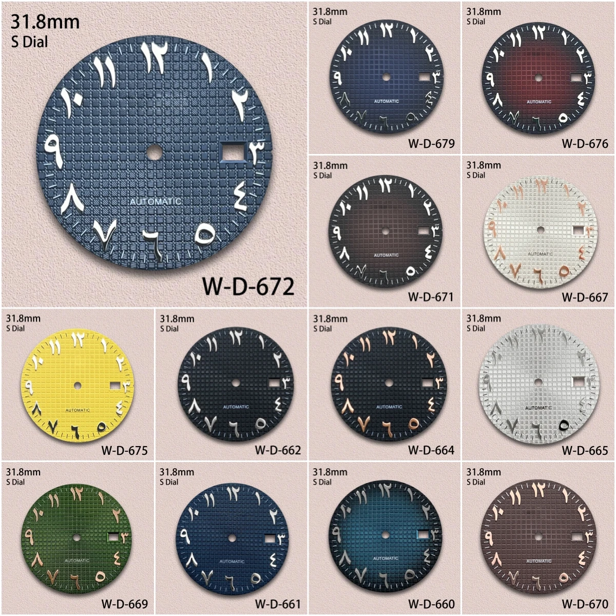 

31.8mm S Logo Arab Oak Dial Fit NH35 Automatic Movement No Luminous High-Quality Watch Modification Accessories