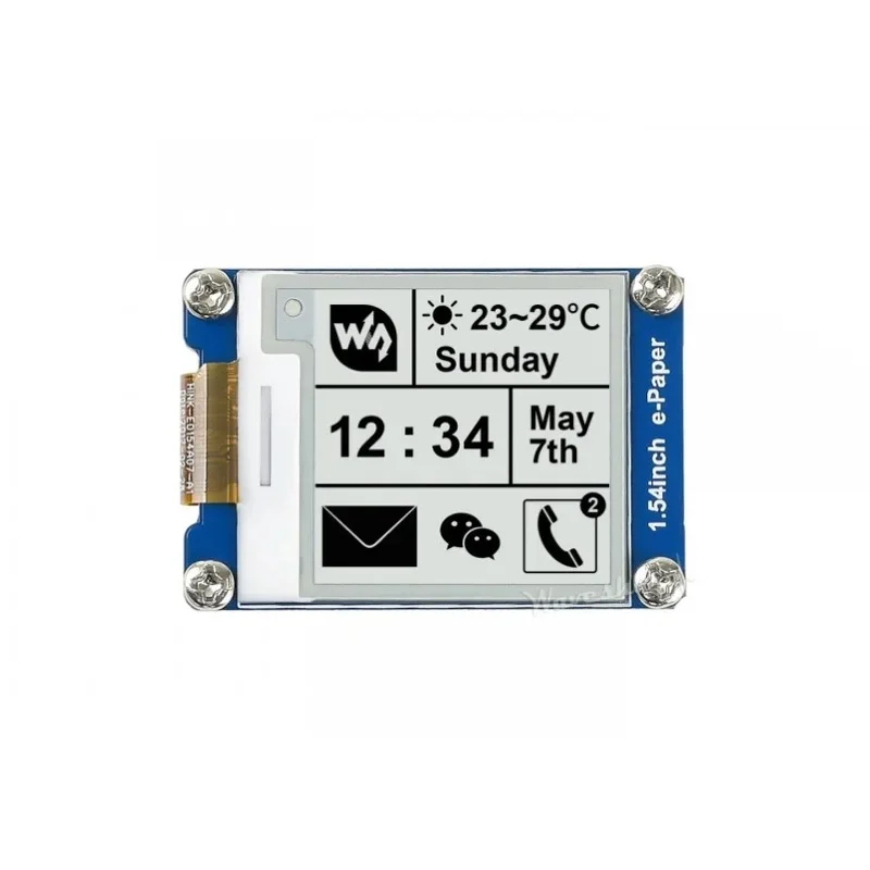 Waveshare 1.54inch E-Ink Display Black/White E-Paper 200x200 Resolution SPI Interface, Raspberry Pi/ESP32/