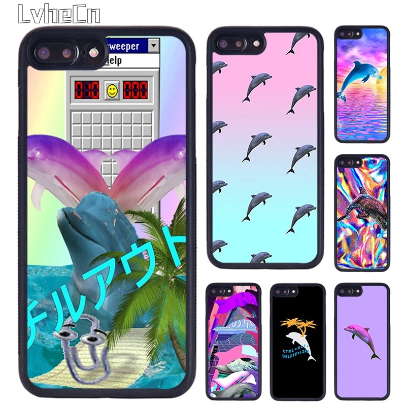 Vaporwave Dolphin Phone Case For iPhone 14 15 16 13 12 Mini Max Cover For Apple 11 Pro Max 6S 8 7 Plus SE2020