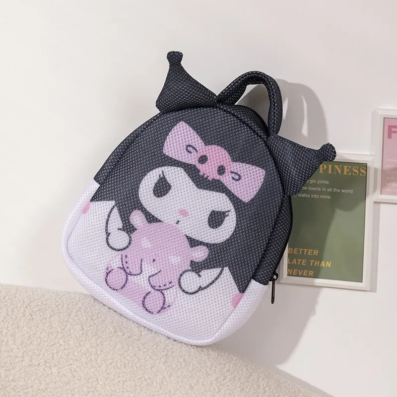

Сумка для белья с героями мультфильмов Kuromi Hello Kitty, домашняя одежда, тонкая сетевая утолщенная антидеформационная сетчатая сумка, ручная