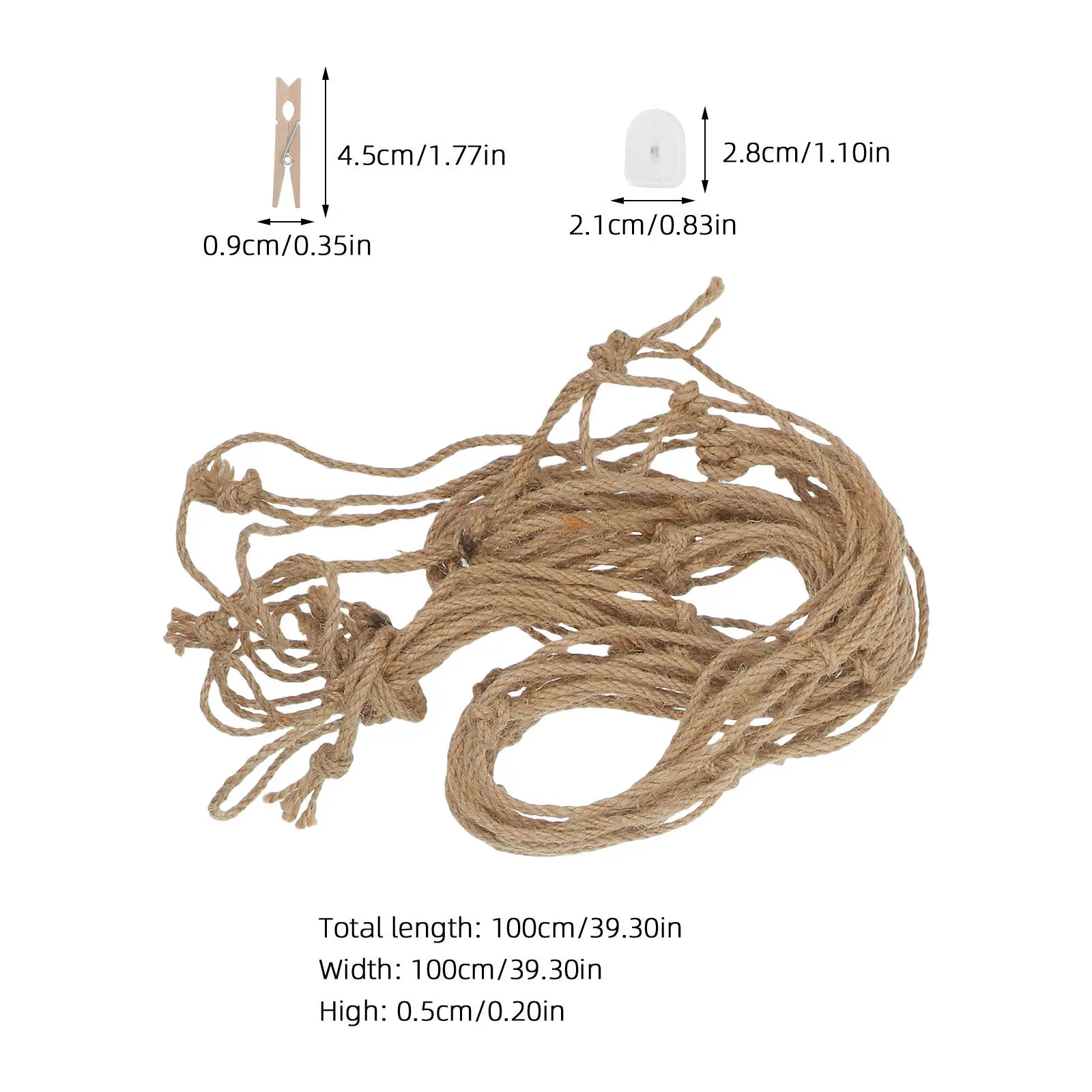 1 Set Photo Hanging Jute Rope Net Artificial Eucalyptus Garland Wall Decor Photo Display Mesh for Garden Party Wedding Backdrop