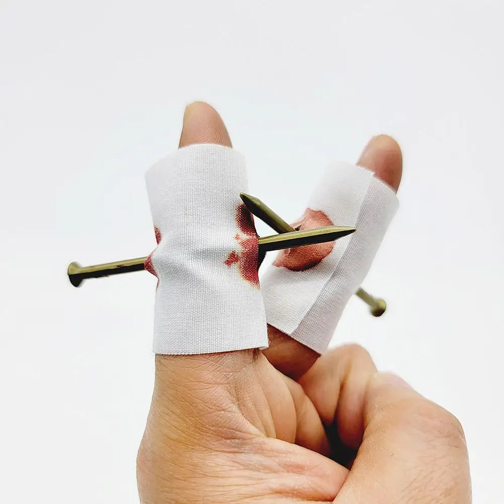 1-5 Fake Nail Through Finger Prank Toy Fool Toys Blood Prank Magic Prop Scare Trick Joke Toy Kids Novelty Magic Friend Halloween