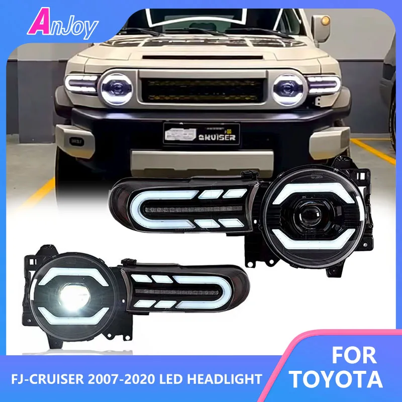 

Автомобиль для Toyota FJ-cruiser 2007-2016, светодиодная фара в сборе, светодиодная мерцающая вода с проточной водой, аксессуары для фар Plug and Play