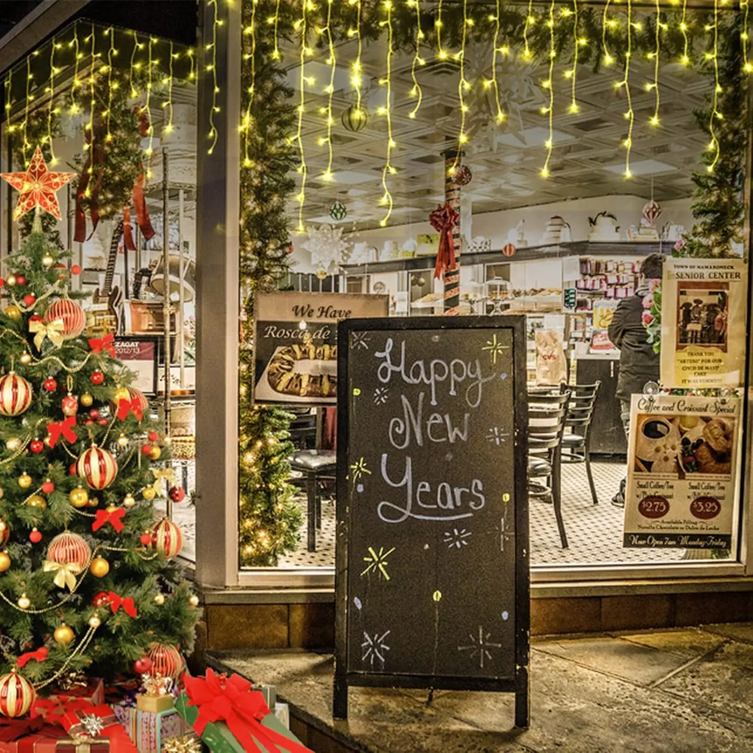 

Solar LED Icicle String Lights Waterproof Christmas Lights Outdoor Curtain Fairy Lights Hanging Decor for Home Party Halloween