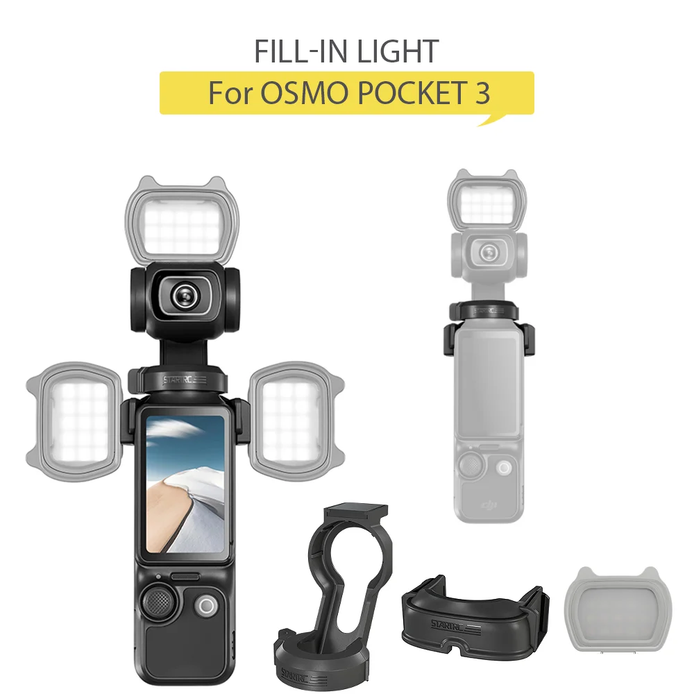 Lâmpada de braçadeira de telefone ajustável para bolso 3 luz de preenchimento magnético 3 cores luzes led para dji osmo bolso 3 acessórios da câmera